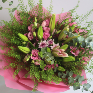 זר פרחים קיסר ורוד