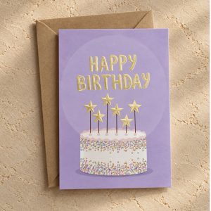 כרטיס ברכה יום הולדת happy birthday סגול