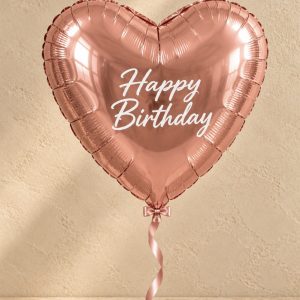 בלון לב happy birthday רוז גולד